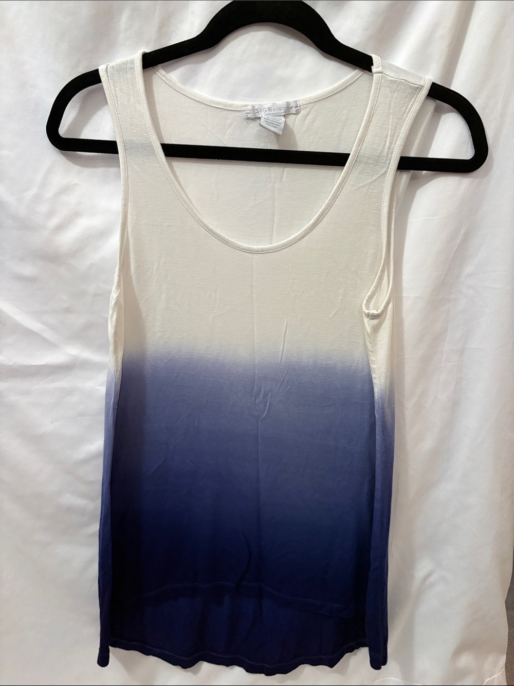 Design History White to Navy Ombre Scoop Neck Tank